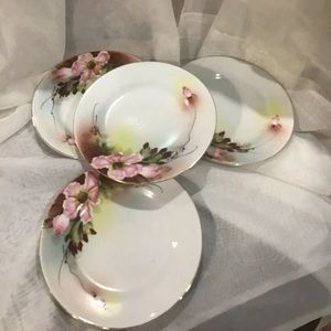 Antique 4 Noritake Wild Rose Flower 6 1/2" bread & butter Dessert Plates floral